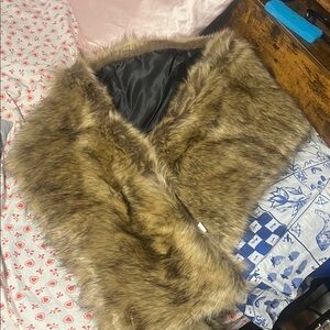 Faux Fur Shawl in Brown